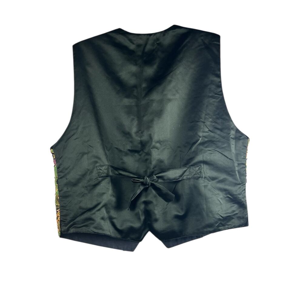 Vintage 90s Fashion Fantasy Embroidered Beaded Vest Green Boho XL - Picture 3 of 5